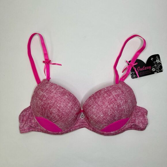 New Barbie Pink Padded Push Up Bra Sexy 36C Bows & Charm - Picture 5 of 12